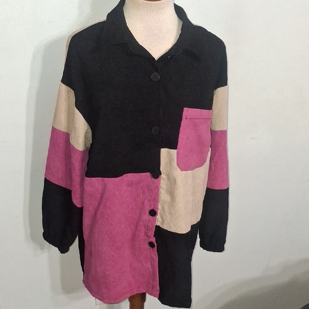 SHEIN/ Colorblock Button-Up Shirt- W Sz 6